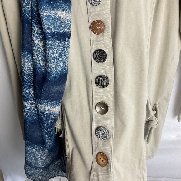 Neon Buddha Womens Jersey Knit Casual Button Down Jacket Large - Picture 5 of 11